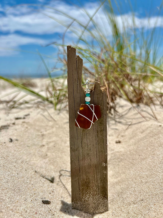 Amber Tide Sea Glass Necklace